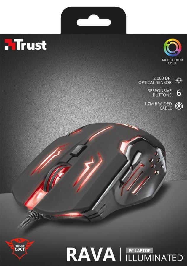 Trust GXT 108 Rava optikai Gaming egér fekete USB