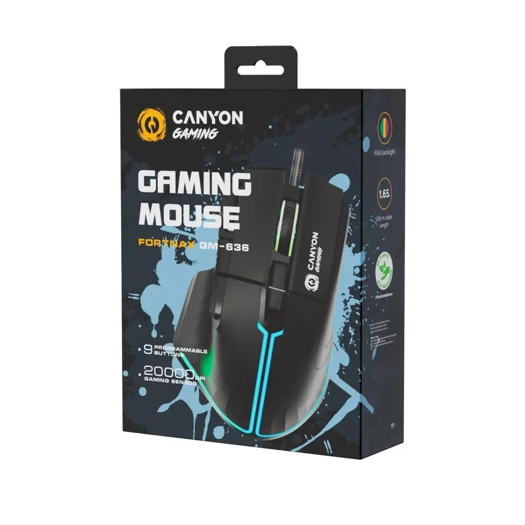 Canyon GM-636 Fortnax Gaming egér fekete (CND-SGM636B)