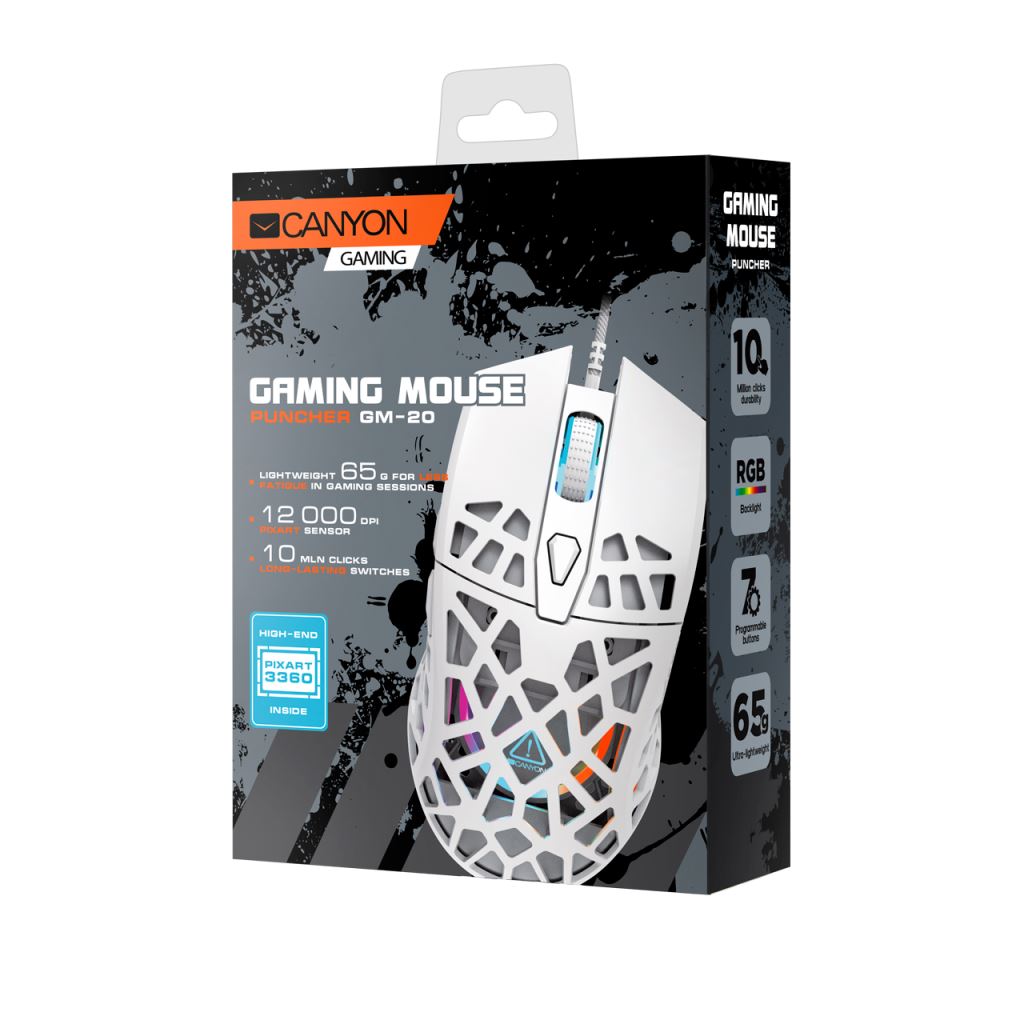 Canyon CND-SGM20W Puncher optikai gaming egér fehér