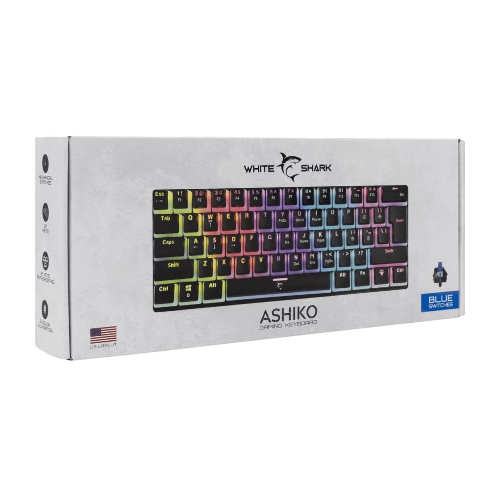 White Shark SHINOBI GK-2022B/BL-HU fekete mechanikus (blue switch) gamer billentyűzet