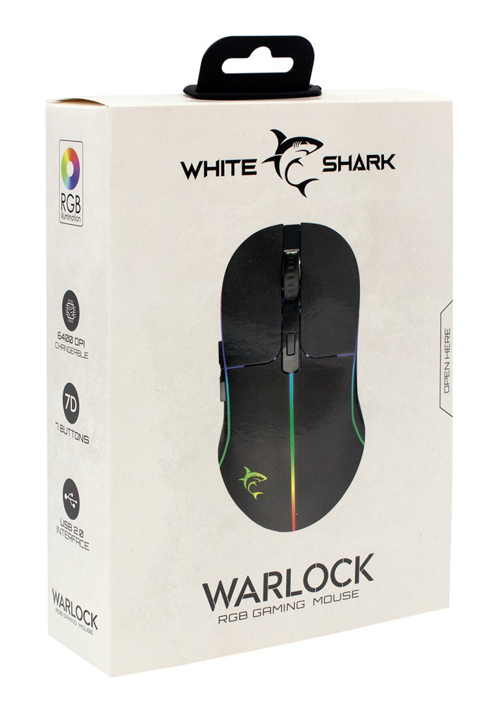 White Shark WARLOCK GM-5010 7D 6400 dpi RGB fekete gamer egér