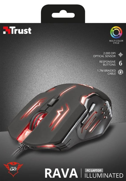 Trust GXT 108 Rava optikai Gaming egér fekete USB