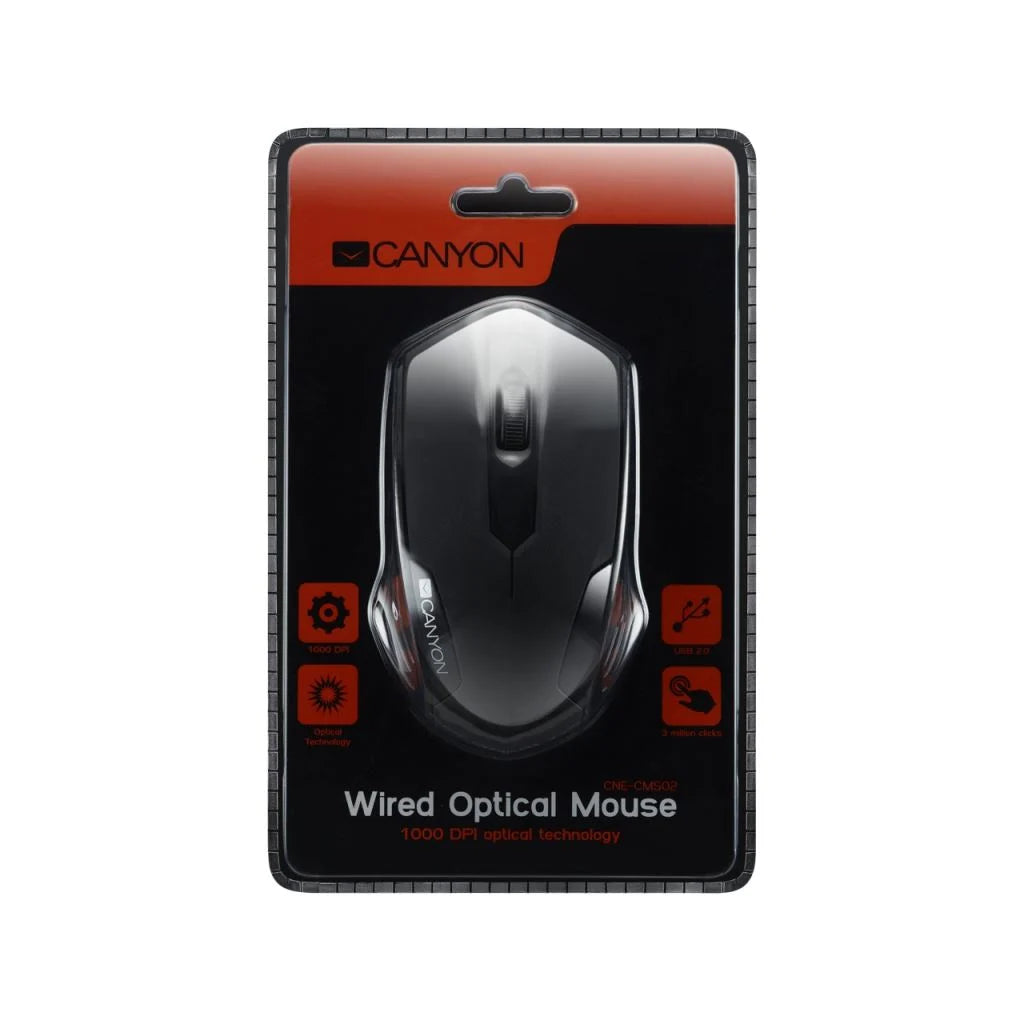 Canyon CNE-CMS02B optikai egér fekete USB