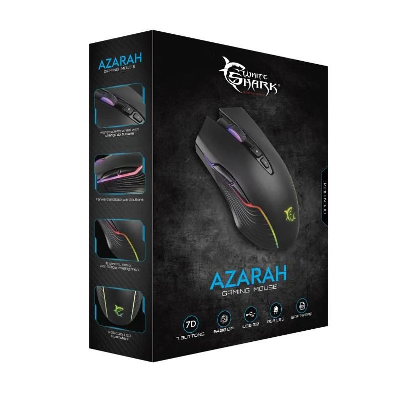 White Shark GM-5003 AZARAH optikai gaming egér fekete