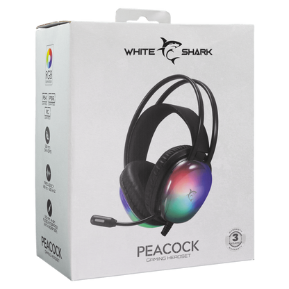 White Shark WS GH-2444B PEACOCK-B fekete gamer headset