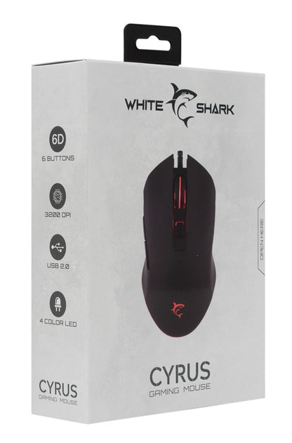 White Shark CYRUS GM-3001 3200dpi fekete gamer egér